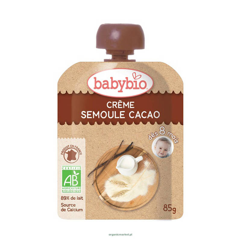 Deser mleczny z semoliną i kremem kakaowym od 8 miesiąca życia BIO 85g - BabyBio