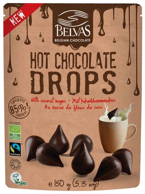 Dropsy czekoladki gorzkie do mleka Fair Trade bezglutenowe Bio 150g - Belvas