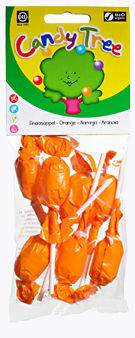 Ekologiczne lizaki okrągłe o smaku pomarańczowym bezglutenowe (7x10g) - Candy Tree