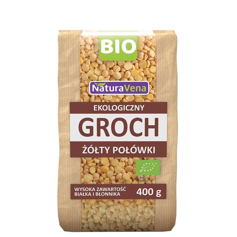 GROCH ŻÓŁTY POŁÓWKI BIO 400 g - NATURAVENA