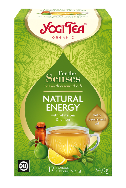 HERBATA BIAŁA DLA ZMYSŁÓW NATURALNA ENERGIA Z ZIOŁAMI, OLEJKIEM Z CYTRYNY I Z BERGAMOTKI (FOR THE SENSES NATURAL ENERGY) BIO (17 x 2 g) 34 g - YOGI TEA