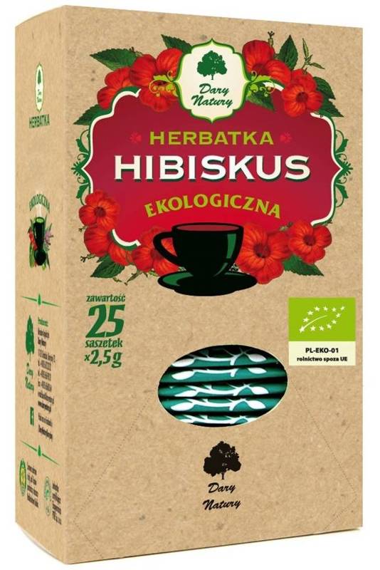 Herbata hibiskus Bio (25 x 2,5 g) 62,5 g - DARY NATURY