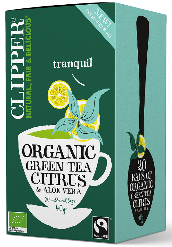 Herbata zielona z cytrynąi aloesem fair trade Bio (20 x 2 g) 40 g - Clipper