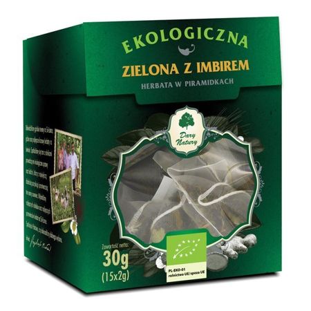 Herbata zielona z imbirem piramidki (15x2 g) Bio - Dary Natury 