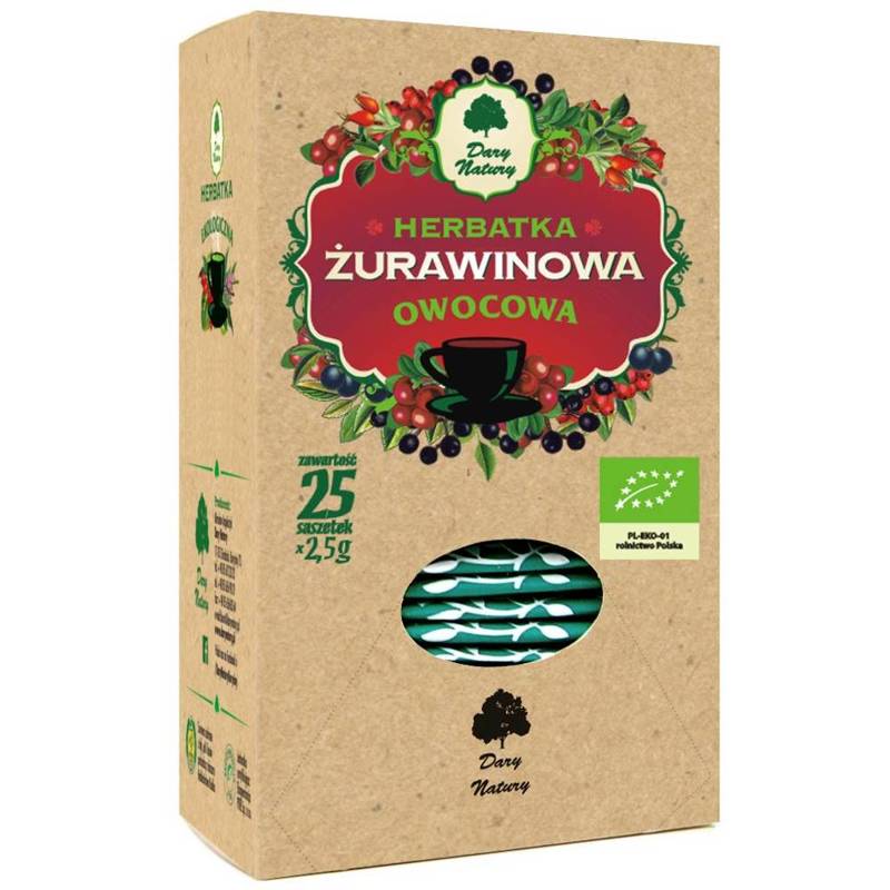 Herbata żurawinowa BIO (25x2,5g) - Dary Natury
