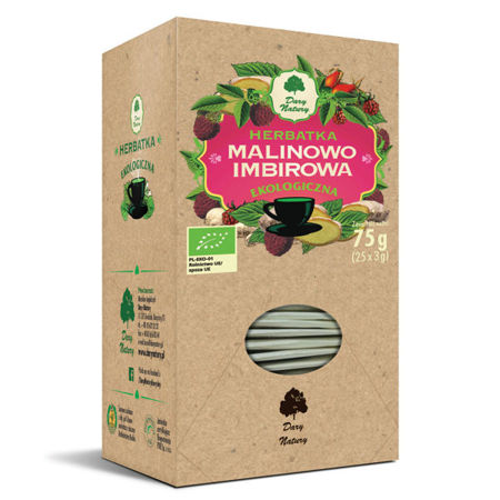 Herbatka malinowo - imbirowa (25x3 g) Bio - Dary Natury