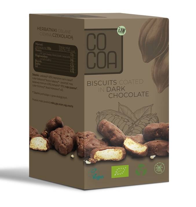 Herbatniki mini w ciemnej czekoladzie Bio 80g - Cocoa