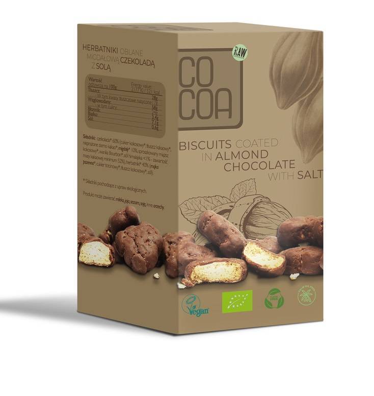 Herbatniki mini w czekoladzie migdałowej z solą Bio 80g - Cocoa