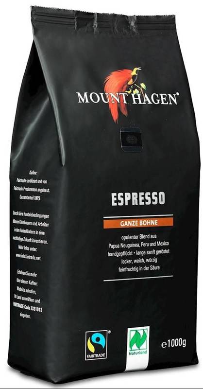 KAWA ZIARNISTA ARABICA 100 % ESPRESSO FAIR TRADE BIO 1 kg - MOUNT HAGEN