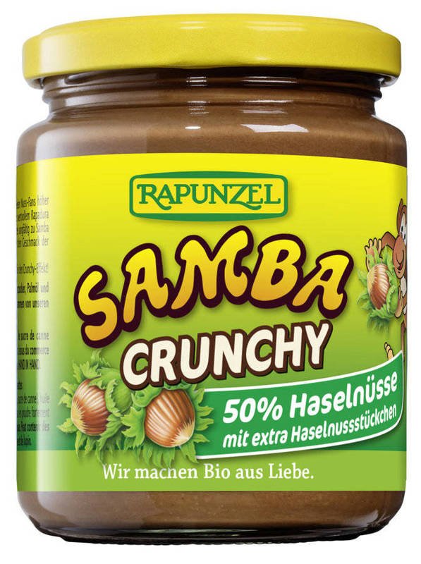 Krem orzechowo-czekoladowy z kawałkami orzechów laskowych Samba Bio 250g - Rapunzel