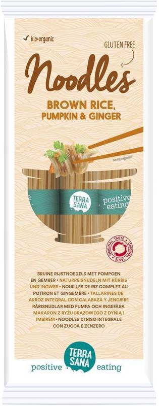 Makaron (ryżowy razowy typu noodle z dynią i imbirem) bezglutenowy Bio 250 g - Terrasana