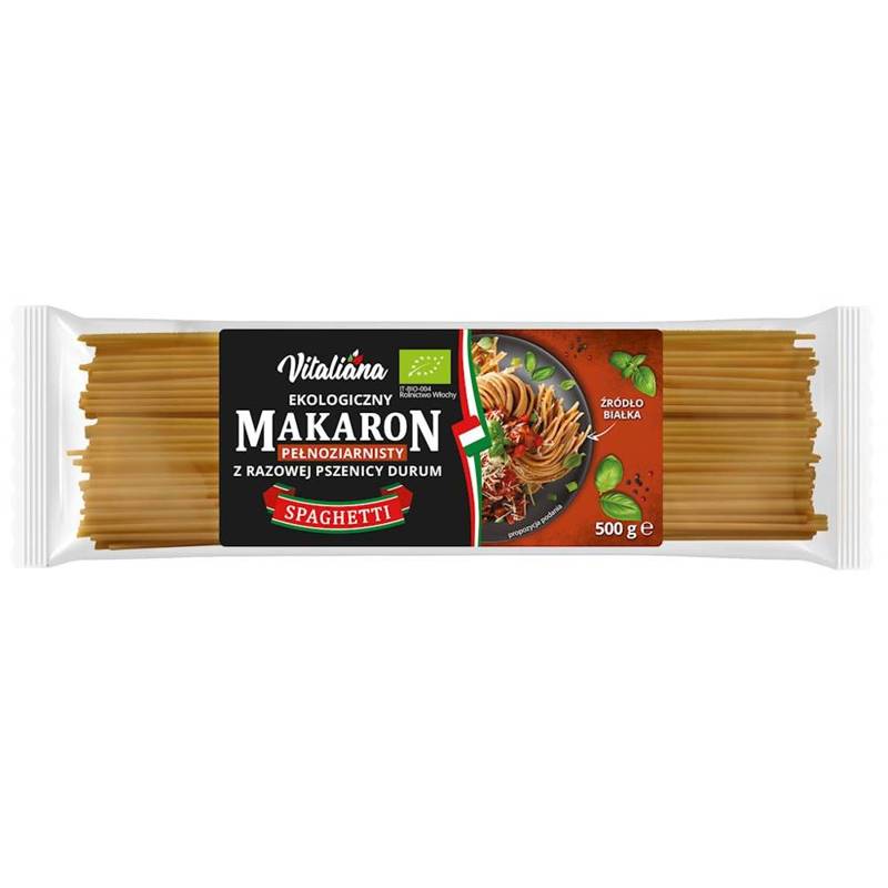 Makaron (semolinowy razowy) spaghetti Bio 500 g - Vitaliana