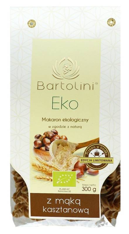 Makaron (semolinowy z mąką kasztanową) świderki Bio 300 g - Bartolini