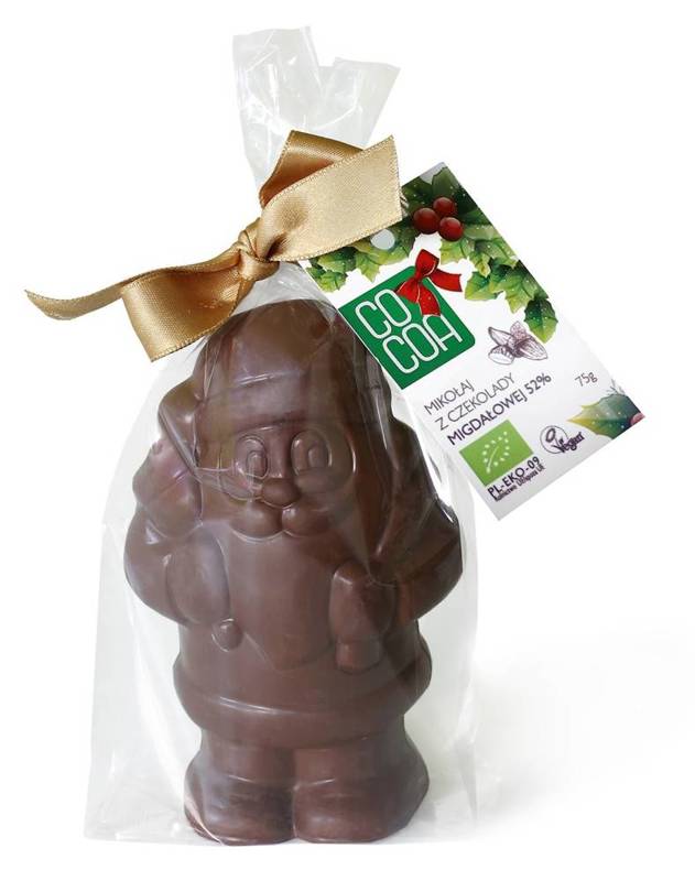 Mikołaj w czekoladzie migdałowej 52 % Bio 75 g - COCOA (Produkt sezonowy)