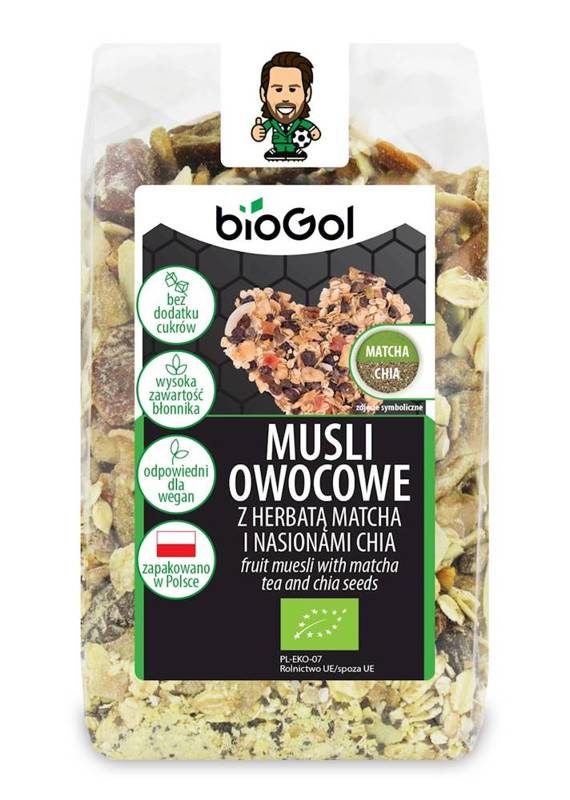 Musli owocowe z herbatą matcha i nasionami chia Bio 300 g - Biogol