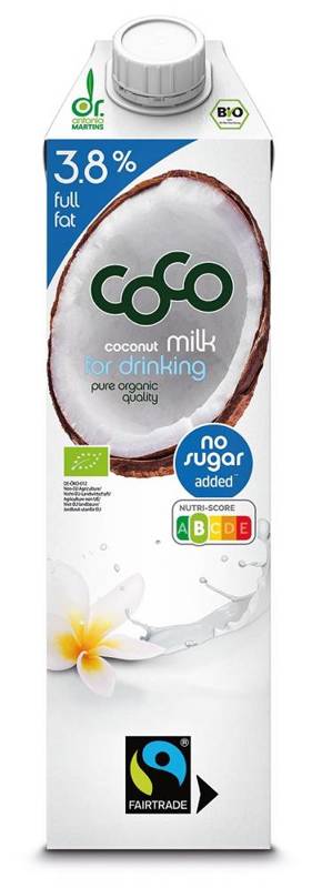 Napój kokosowy do picia BIO 3,8% tłuszczu bez dodatku cukrów fair trade 1L - Coco