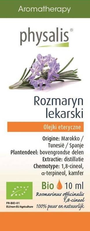 OLEJEK ETERYCZNY ROZMARYN LEKARSKI (ROZEMARIJN) BIO 10 ml - PHYSALIS