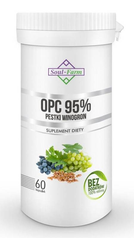 PESTKI WINOGRON EKSTRAKT 95 % OPC 60 KAPSUŁEK (450 mg) - SOUL FARM