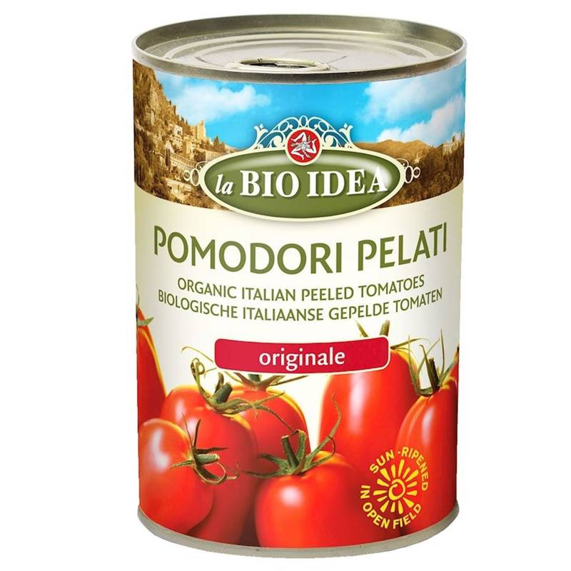 POMIDORY PELATI BEZ SKÓRY BIO 400 g (PUSZKA) - LA BIO IDEA