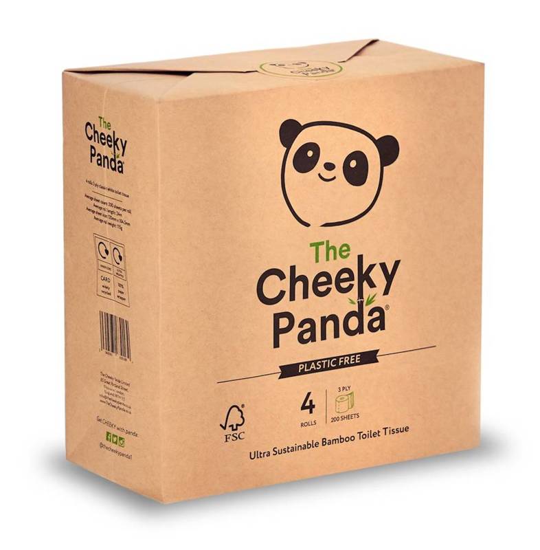 Papier toaletowy bambusowy trzywarstwowy 4 rolki w papierze - Cheeky Panda