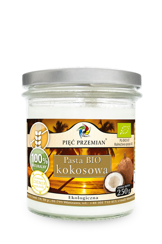 Pasta kokosowa bezglutenowa Bio 250 g - PIĘĆ PRZEMIAN