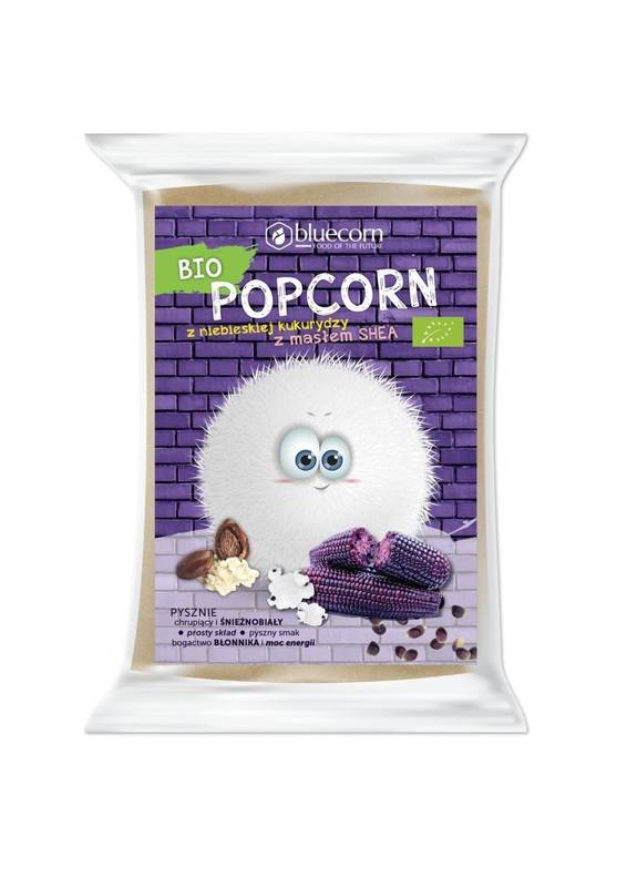Popcorn z niebieskiej kukurydzy z masłem shea i solą do przygotowania popcornu w mikrofalówce bezglutenowy BIO 100g - Popcrop