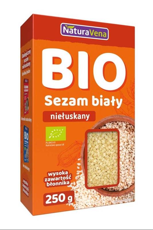 SEZAM BIAŁY NIEŁUSKANY BIO 250 g - NATURAVENA