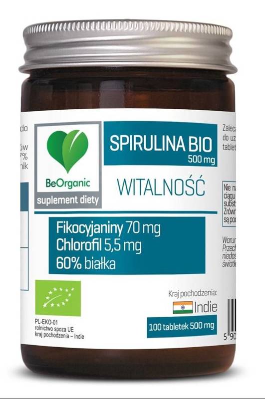 SPIRULINA BIO 100 TABLETEK (500 mg) - BE ORGANIC