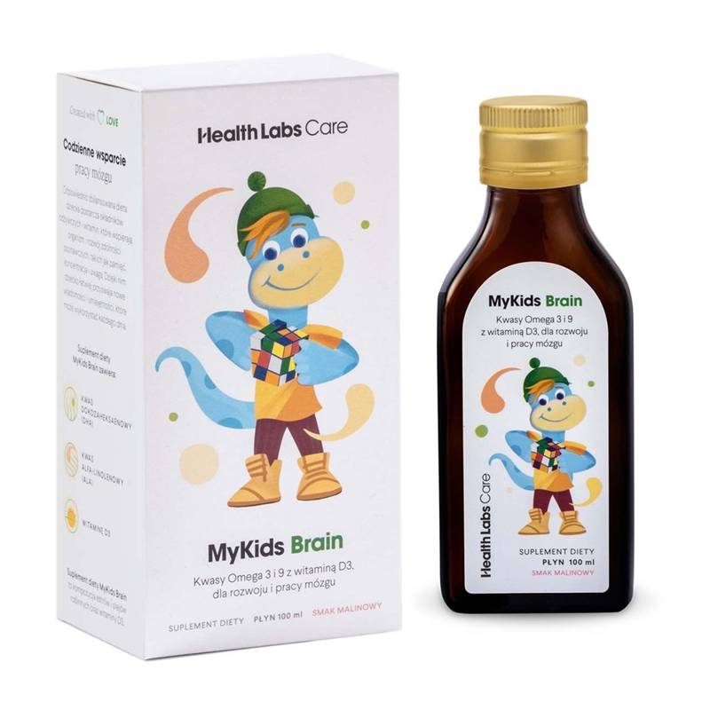 SUPLEMENT DIETY WSPOMAGAJĄCY ROZWÓJ I PRACĘ MÓZGU (MYKIDS BRAIN) DLA DZIECI OD 3 ROKU ŻYCIA W PŁYNIE 100 ml - HEALTH LABS CARE