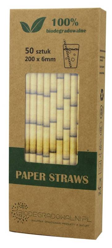 Słomki papierowe bambusowe żółty 50szt. - Biodegradowalni