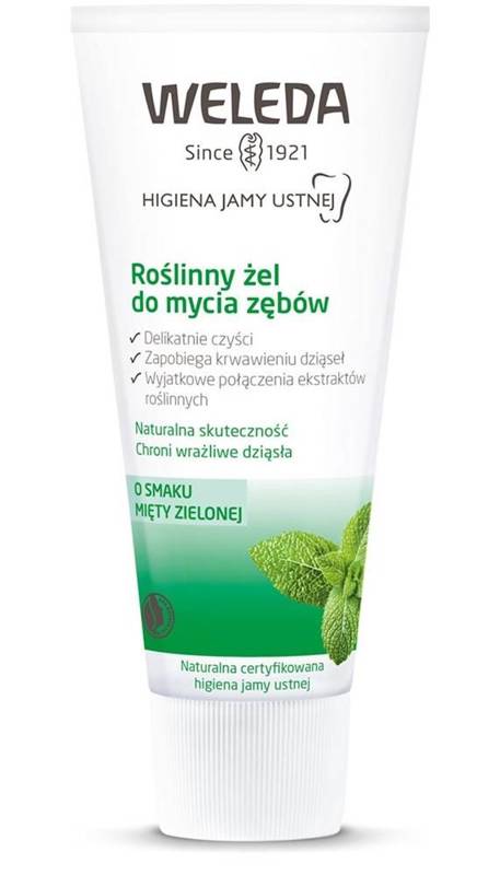 ŻEL ROŚLINNY DO MYCIA ZĘBÓW BEZ FLUORU O SMAKU MIĘTY ZIELONEJ ECO 75 ml - WELEDA