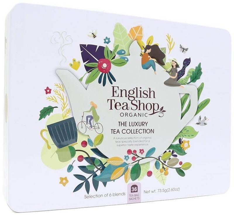 ZESTAW HERBAT I HERBATEK LUKSUSOWYCH BIO W PUSZCE (THE LUXURY – 6 SMAKÓW) (36 x 2,04 g) 73,5 g - ENGLISH TEA SHOP ORGANIC