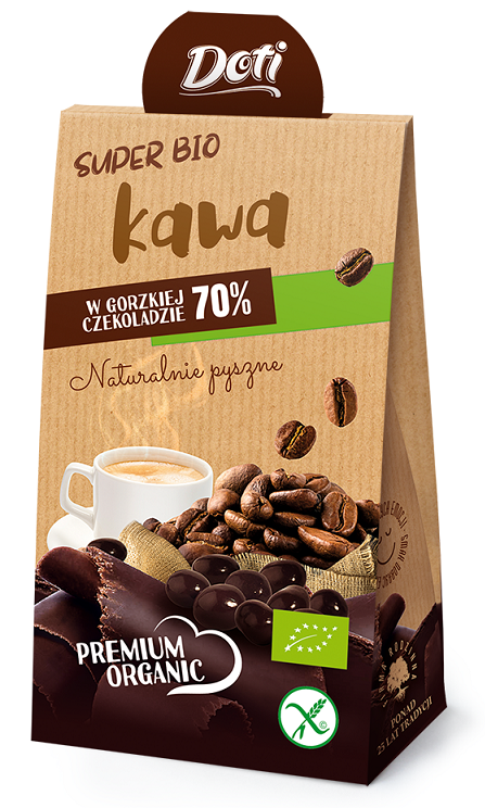 Ziarna kawy w czekoladzie gorzkiej bezglutenowe Bio 50 g - DOTI